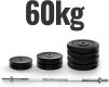 PHYSIONICS Vzpěračský set se závažím 165 cm, 60 kg