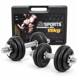 ScSPORTS Činková sada 15 kg s kufrem, litinové kotouče