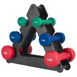 Sada fitness činek 12 kg s neoprenem a stojanem