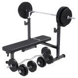 Gorilla Sports Posilovací lavice + 100 kg set, černá