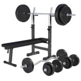 Posilovací lavice se stojanem a činkovým setem 100 kg